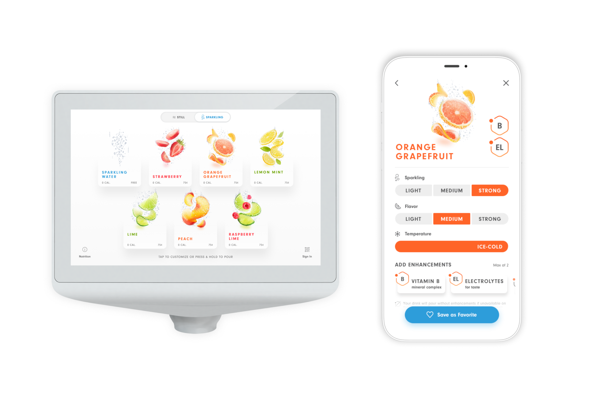 Dispenser Experience (On Left), SodaStream Connect Mobile Experience (On Right)