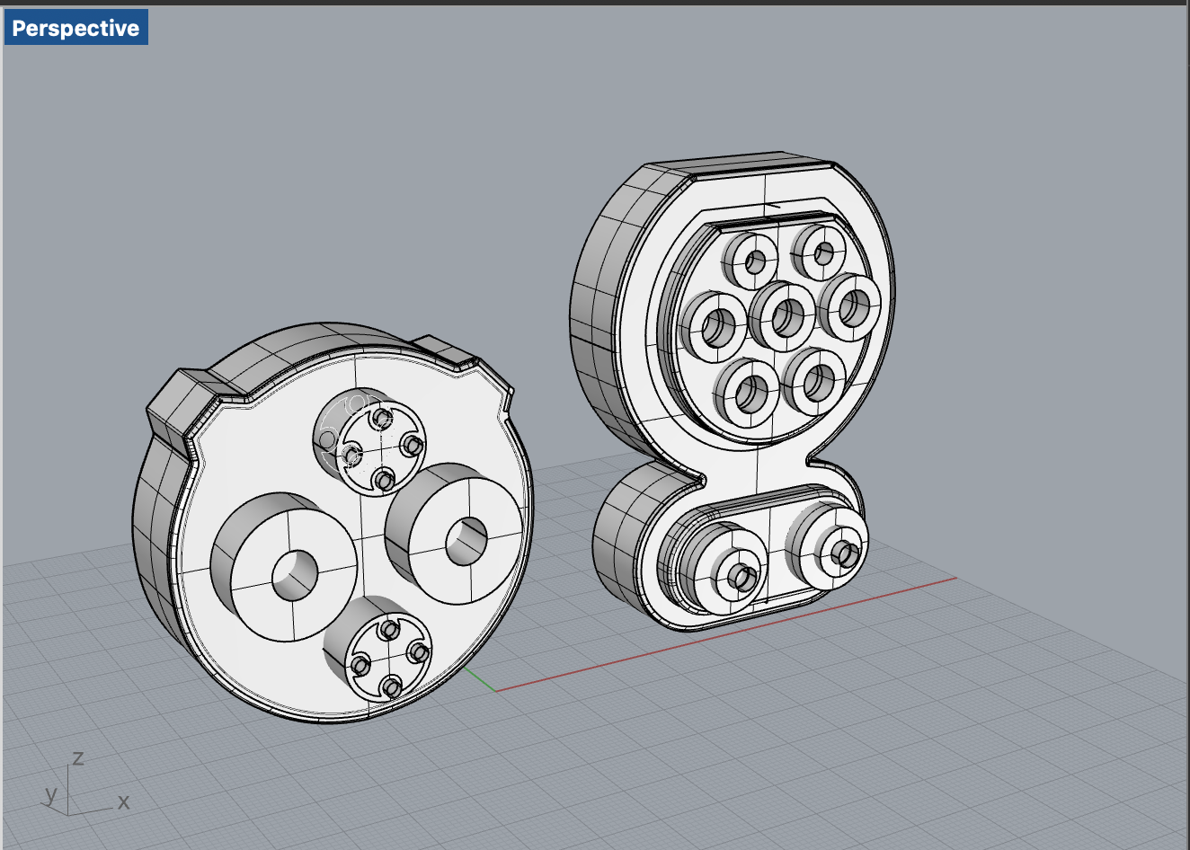 Electric vehicle plugs modelled in Rhino 3D