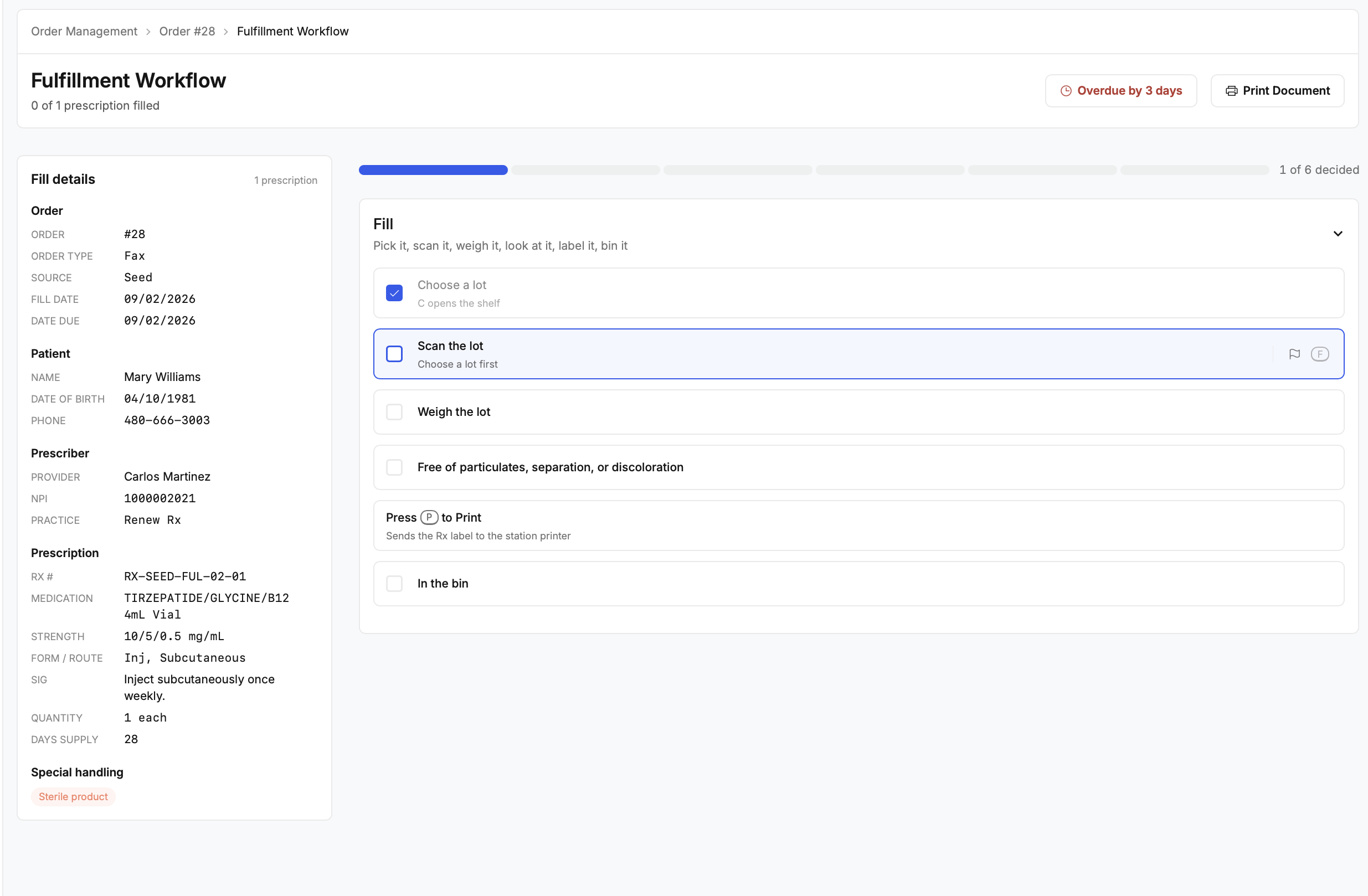 Fulfillment Workflow — pick it, scan it, weigh it, look at it, label it, bin it