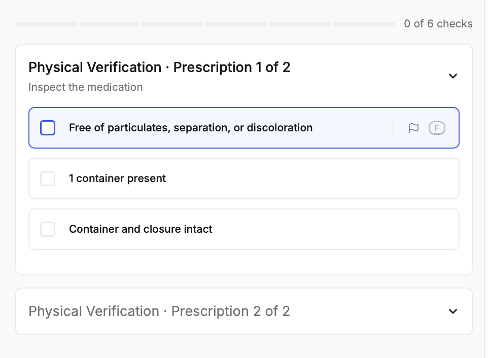 PV2 — physical verification checks per prescription