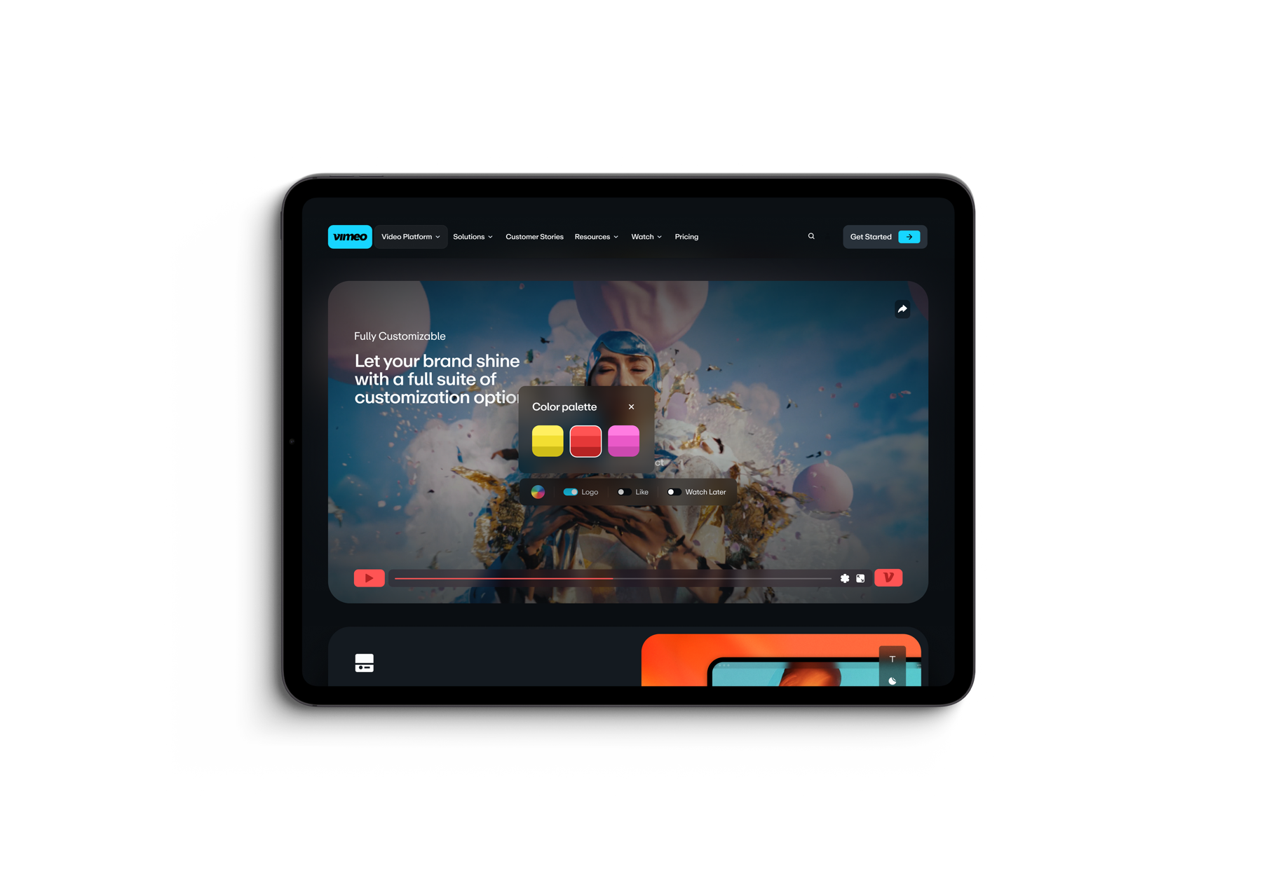 Vimeo tablet experience